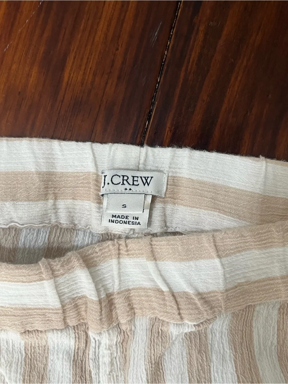 J.Crew Beige White Striped Pom Pom Crop Pants Size Small Coastal